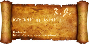 Kökény Jolán névjegykártya